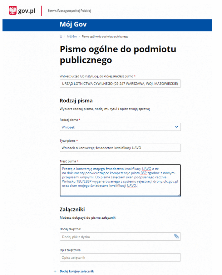 konwersja-uprawnien-pilota-drona-przesłanie-pisma-do-ulc
