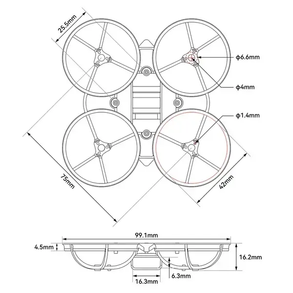 Ramka-BetaFPV-Air75-II-Czarna