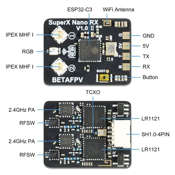 BetaFPV_SuperX_ELRS_Gemini_Xross_Nano_2.4G+868M_Reciever