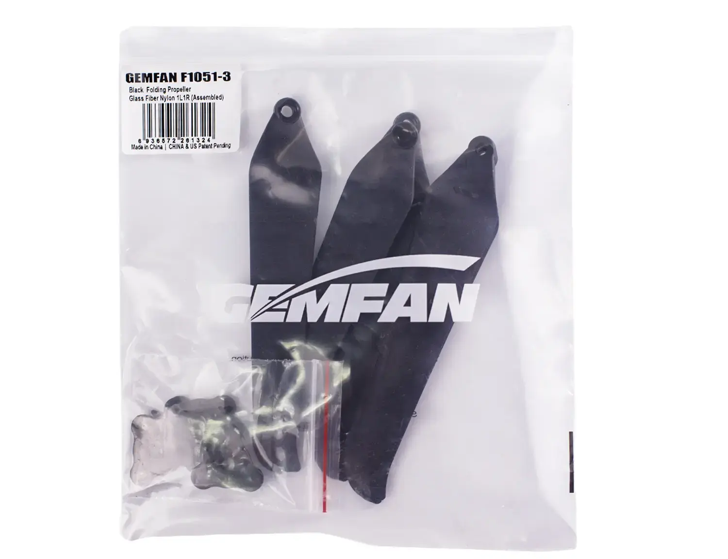 Gemfan-F1051-Folding-3-Blade-Glass-Fiber-Nylon-1L1R-Prop-Black-(Unassembled)