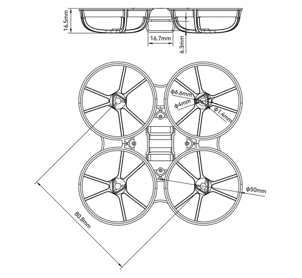 BetaFPV-Meteor-75-Pro-Frame-Clear-Grey