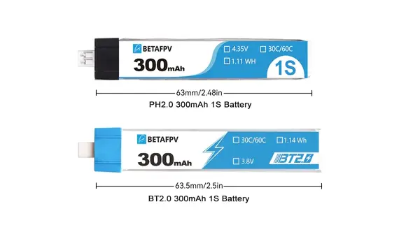 BetaFPV-BT2.0-300mAh-1S-30C-LiHV-Battery-2022-Version