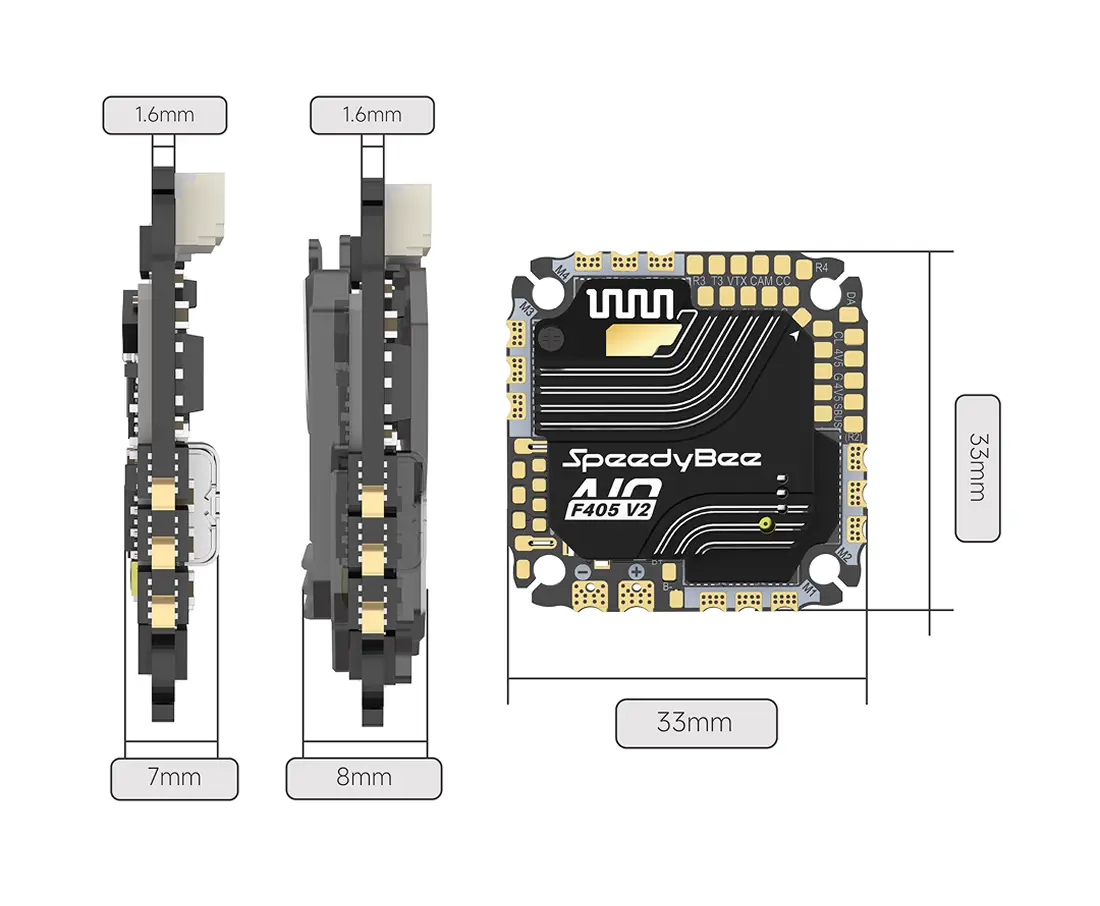 SpeedyBee-F405-AIO-V2-35/40A-Bluejay-25.5x25.5-3-6S-Flight-Controller