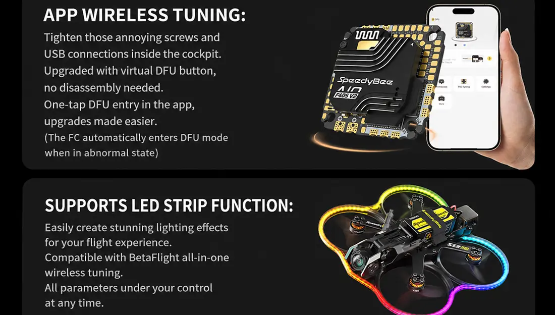 SpeedyBee-F405-AIO-V2-35/40A-Bluejay-25.5x25.5-3-6S-Flight-Controller