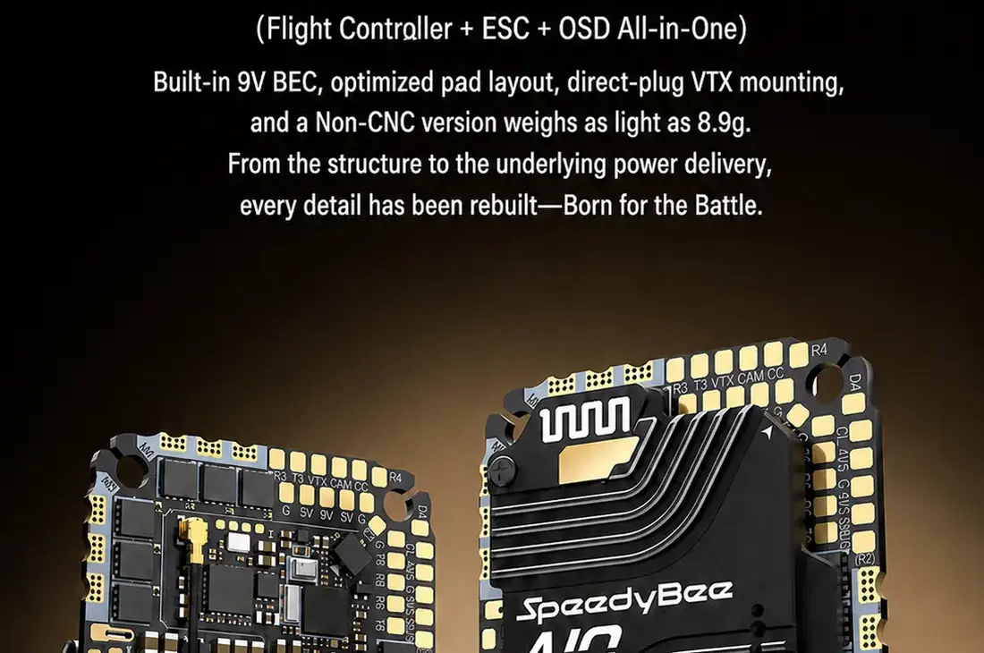 SpeedyBee-F405-AIO-V2-35/40A-Bluejay-25.5x25.5-3-6S-Flight-Controller