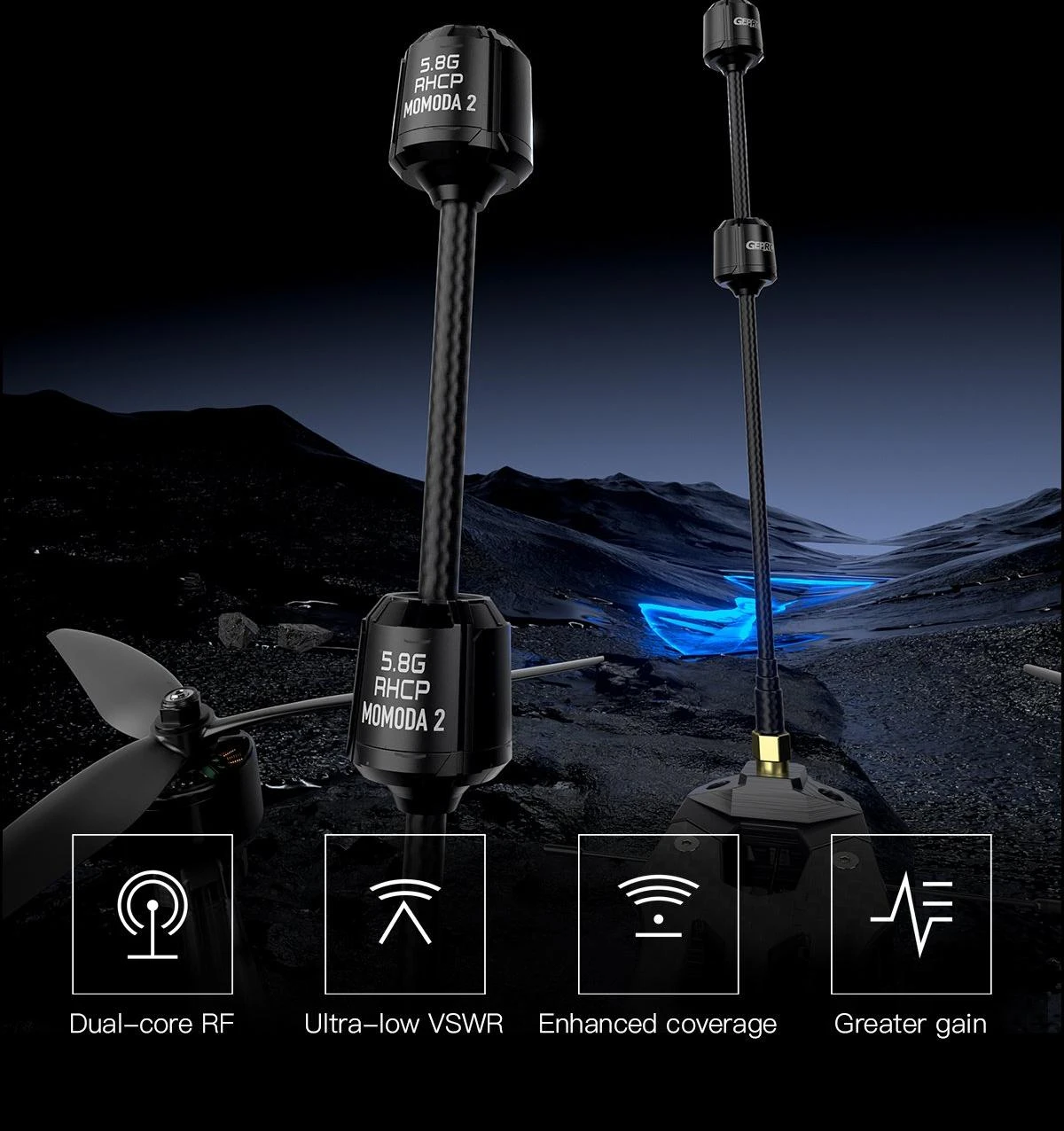 GEPRC Momoda2 5.8G DUAL RHCP SMA 170mm antenna