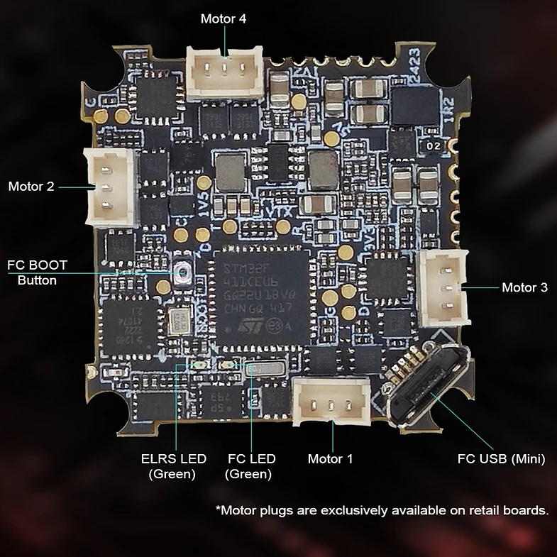 HDZero AIO5 wiring diagram, bottom of the board