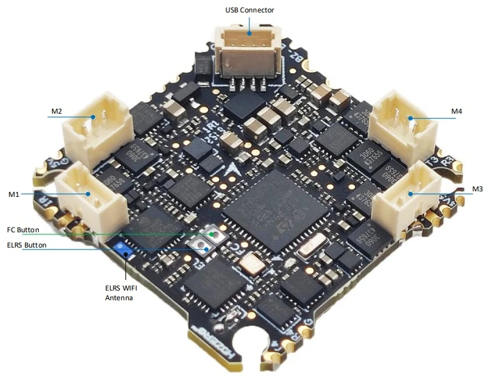 HDZero AIO15 wiring diagram, bottom of the board