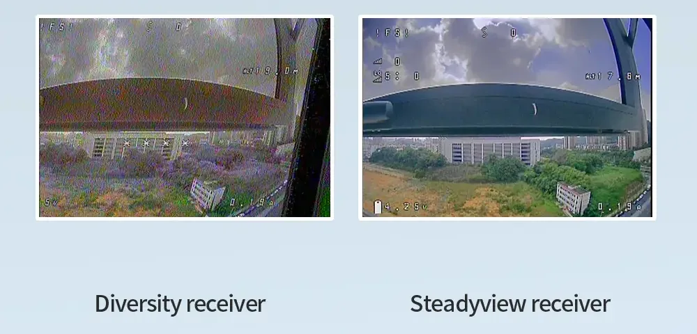 SKYZONE M5 FPV Monitor Diversity and SteadyView MIX picture comparison