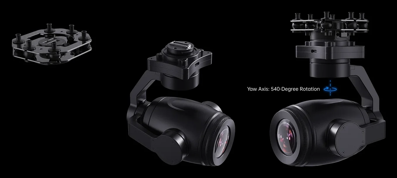 SIYI ZR30 Optical Pod quick release board and 540° yaw rotation