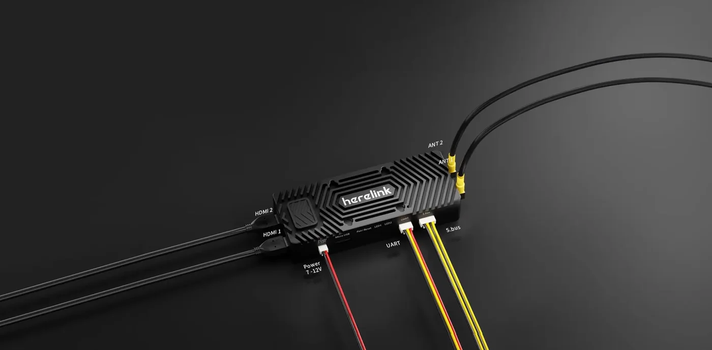 Herelink 1.1 air unit with connected cables