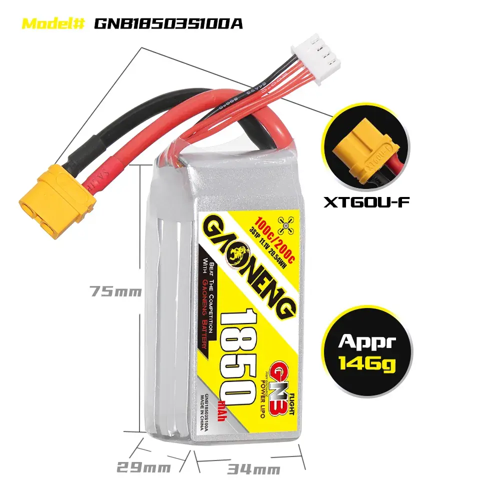 Akumulator-LiPo-GNB-3S-11.1V-1850mAh-100C-XT60