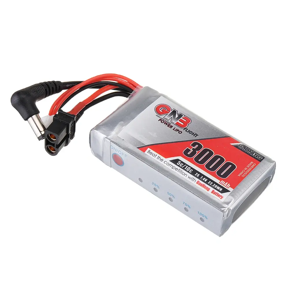 GNB 2S 7.4V 3000mAh 5C LiPo Battery DC5.5 XT60 for FPV Goggle