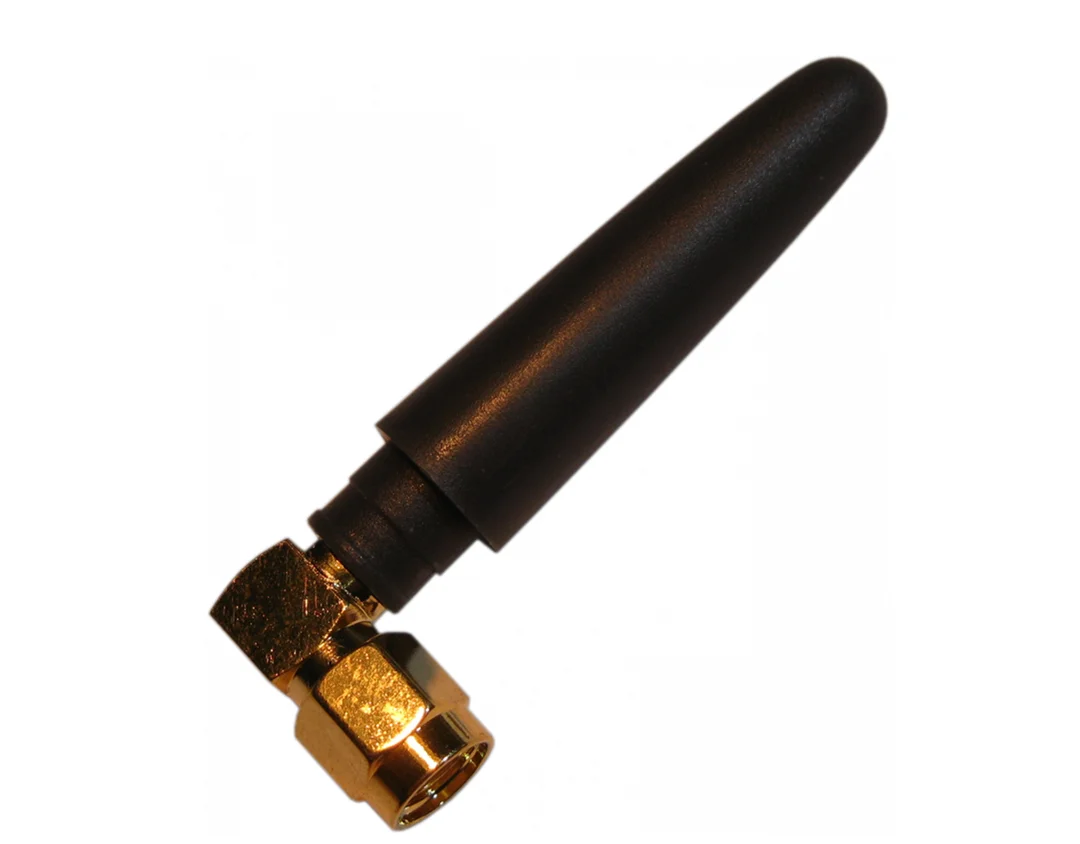 [ANT-900-RA-1/4W-RPSMA] Right Angle 900 MHz 2.1 dBi Monopole Antena (RPSMA) 
